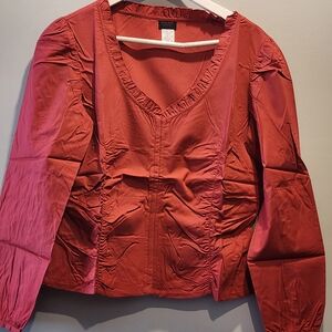 MSSR Red Blouse With Frontal Busk Closure